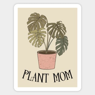 Plant Mom - Boho Monstera Plant (Black) Magnet